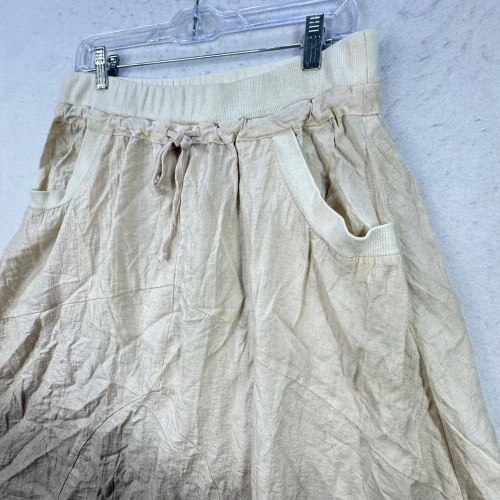 Boho Mid-Length Skirt Womens 4 by 209 Beige Ombre‎ Dip Dye Earthy Lagenlook